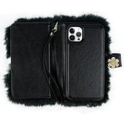 Fur Grey Detachable Wallet IPhone 15 Pro