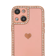 Bling Border Heart Tpu Skin Light Pink Case Iphone 15 Plus