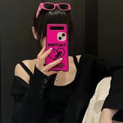 Caution Sign Neon Pink Silicone Skin iPhone 16 Pro