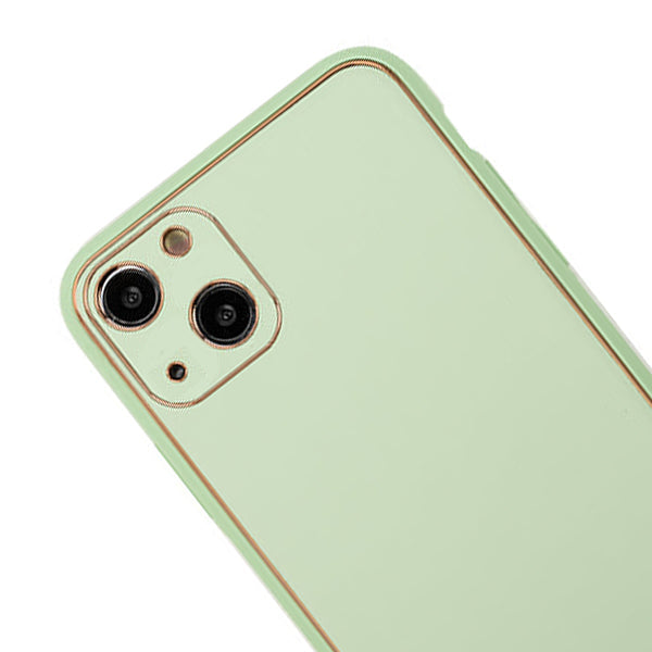 Leather Style Mint Green Gold Case IPhone 15