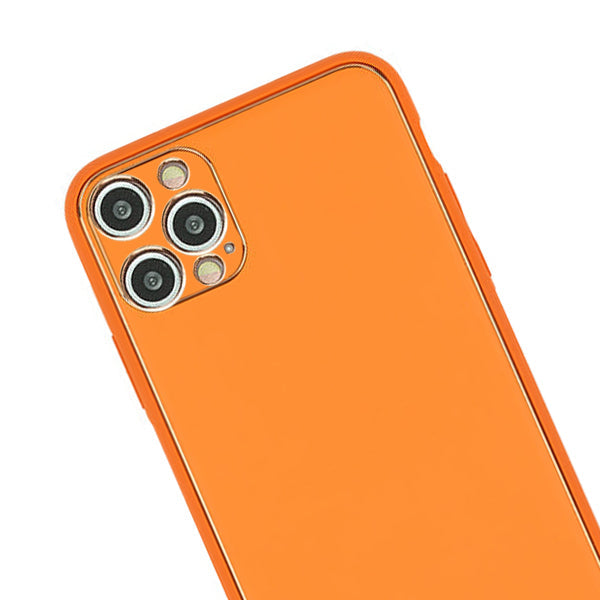 Leather Style Orange Gold Case Iphone 15 Pro