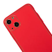 Leather Style Red Gold Case IPhone 15 Plus