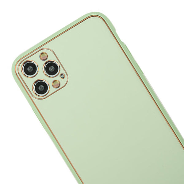 Leather Style Mint Green Gold Case IPhone 16 Pro