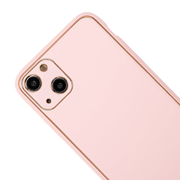 Leather Style Light Pink Gold Case IPhone 15 Plus