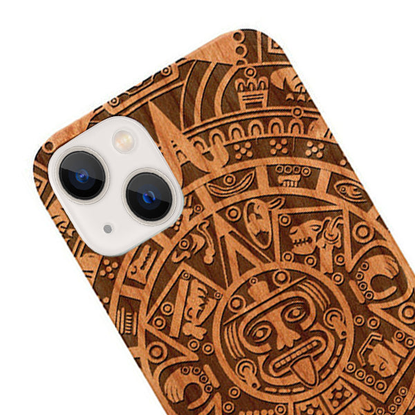 Mayan Calendar Aztec Wood Case Iphone 15