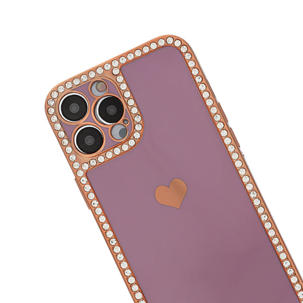 Bling Border Heart Tpu Skin Purple Case Iphone 15 Pro Max