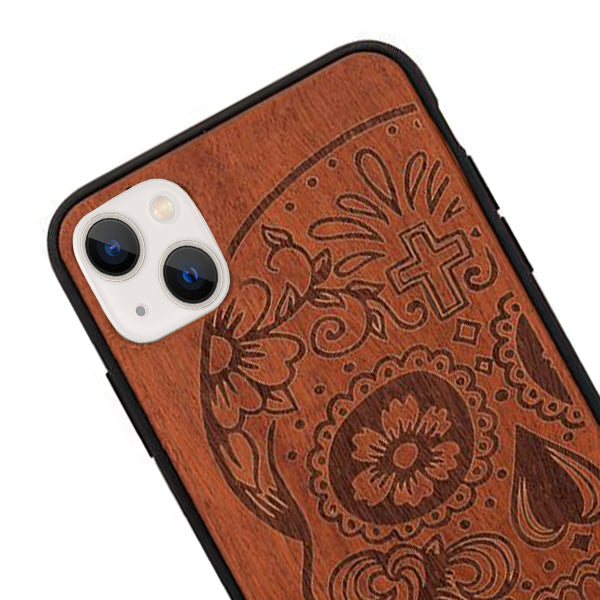 Skull Real Wood Iphone 15