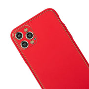 Leather Style Red Gold Case IPhone 15 Pro