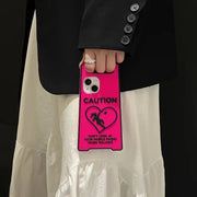 Caution Sign Neon Pink Silicone Skin iPhone 15 Pro