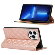 Quilted Crossbody Wallet Purse Rose Gold for Iphone 15 Pro