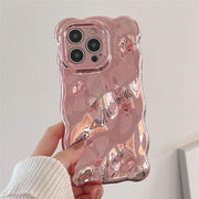 Shinny Waves Rose Gold Chrome Case Iphone 14