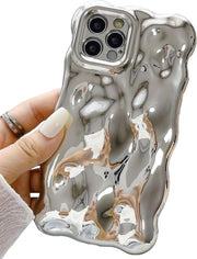 Shinny Waves Silver Chrome Case Iphone 14