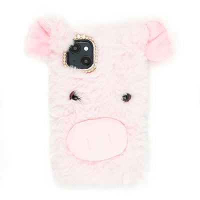 Pink Pig Fur Case Iphone 15 Plus