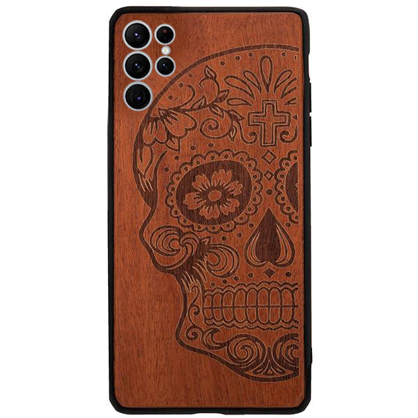 Real Wood Skull Samsung S24 Ultra