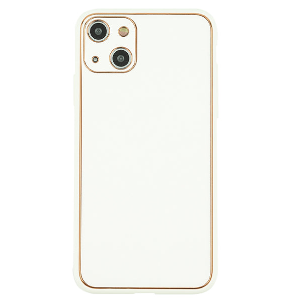 Leather Style White Gold Case Iphone 15