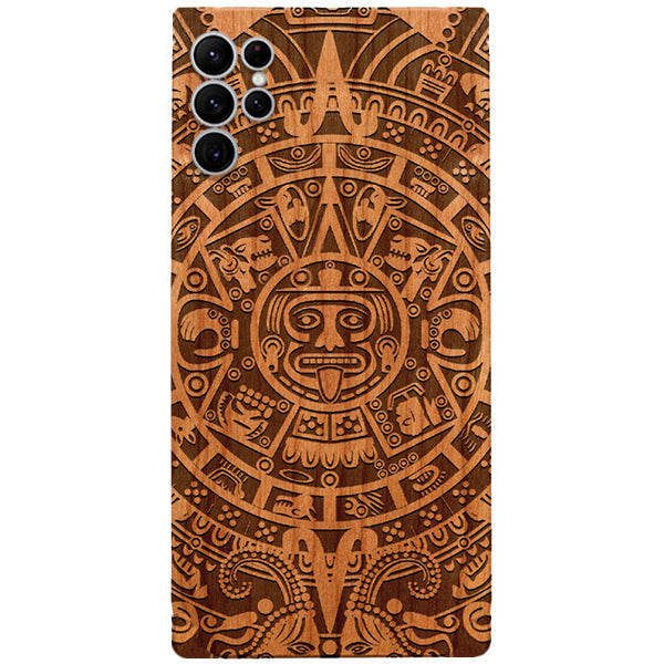 Mayan Calendar Aztec Wood Case Samsung S23 Ultra