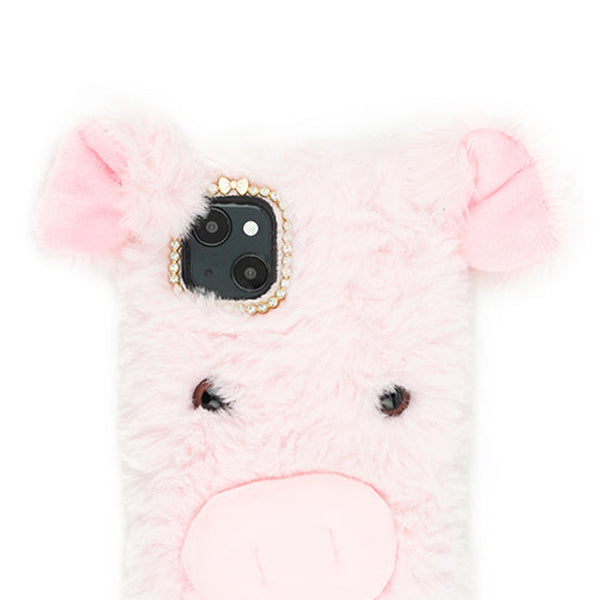 Pink Pig Fur Case Iphone 15