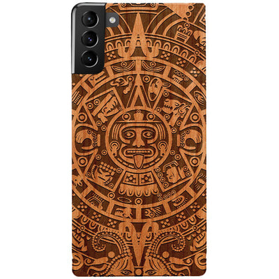 Mayan Calendar Aztec Wood Case Samsung S24 Plus