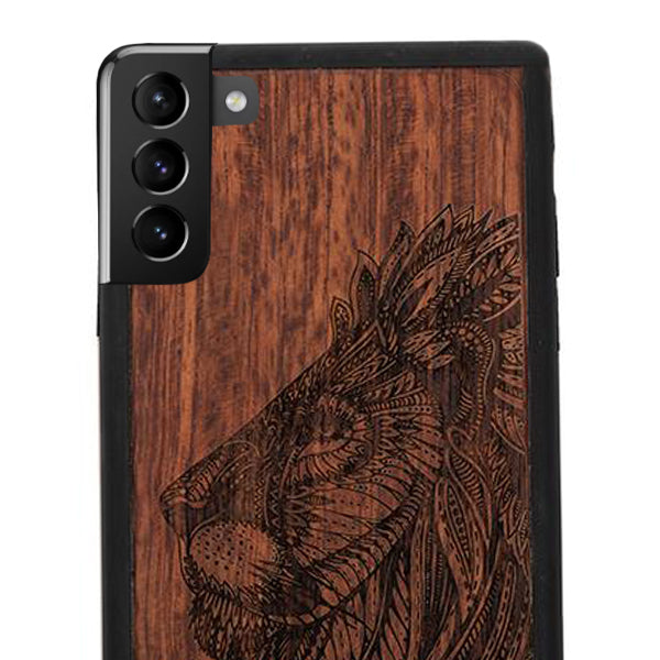 Lion Real Wood Case Samsung S23 Plus