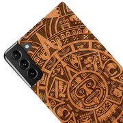 Mayan Calendar Aztec Wood Case Samsung S23
