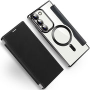 Transparent Magsafe Flip Wallet Case Black Samsung S22 Plus