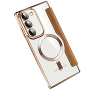 Transparent Magsafe Flip Wallet Case Brown Samsung S22 Plus