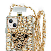 Handmade Cheetah Gold Bling Bottle Iphone 15 Plus
