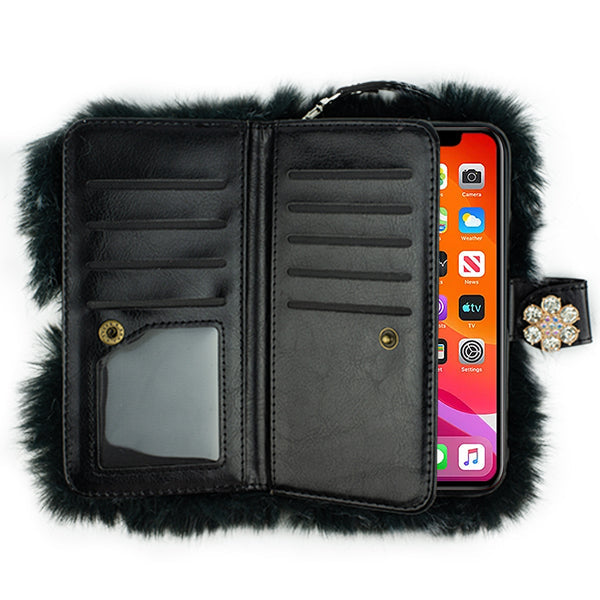 Fur Grey Detachable Wallet IPhone 15