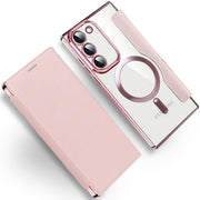 Transparent Magsafe Flip Wallet Case Rose Gold Samsung S22 Plus