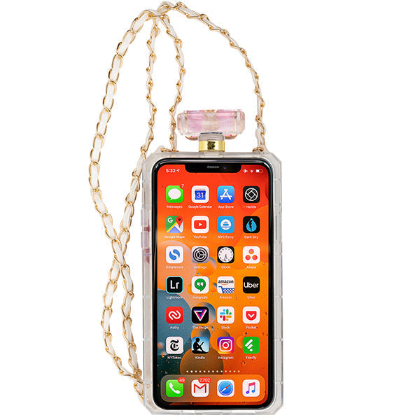 Handmade Bling Pink Flower Bottle Case IPhone 15 Plus