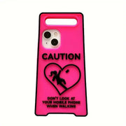 Caution Sign Neon Pink Silicone Skin iPhone 14 Pro Max