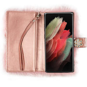 Fur Light Pink Wallet Detachable Samsung S24 Ultra