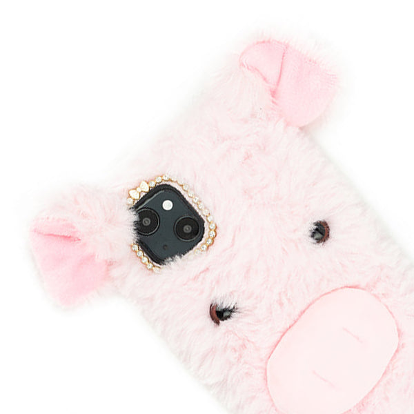 Pink Pig Fur Case Iphone 14