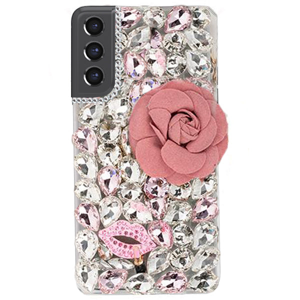 Handmade Bling Pink Flower Case Samsung S21 FE