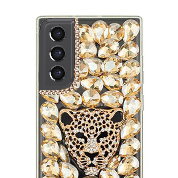 Handmade Cheetah Gold Bling Case Samsung S21 FE
