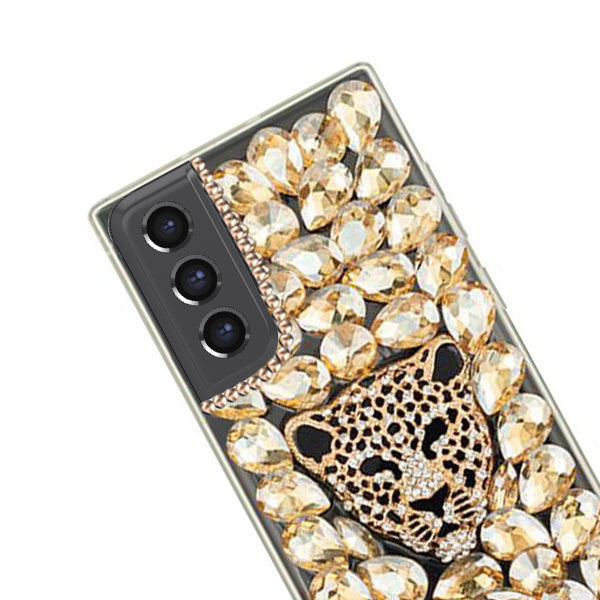 Handmade Cheetah Gold Bling Case Samsung S21 FE