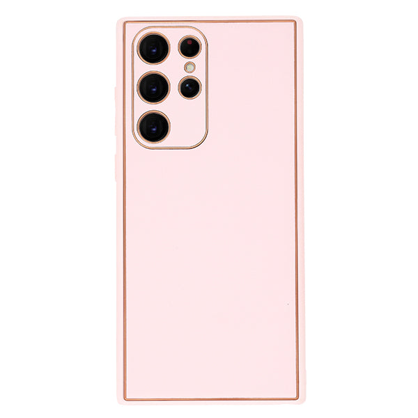Leather Style Light Pink Gold Case Samsung S22 Ultra