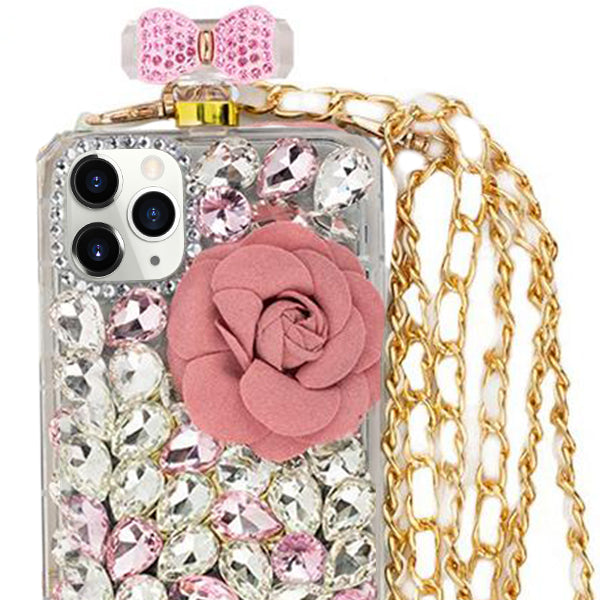 Handmade Bling Pink Flower Bottle Case IPhone 13 Pro Max