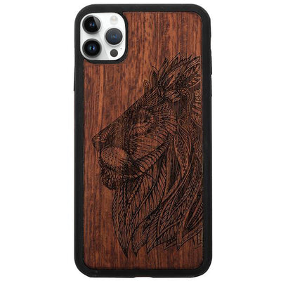 Real Wood Lion Iphone 14 Pro Max