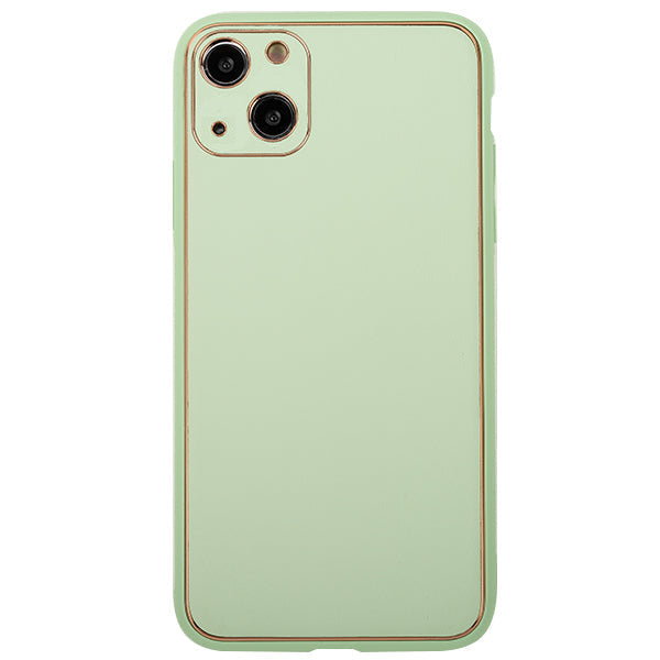 Leather Style Mint Green Gold Case IPhone 13