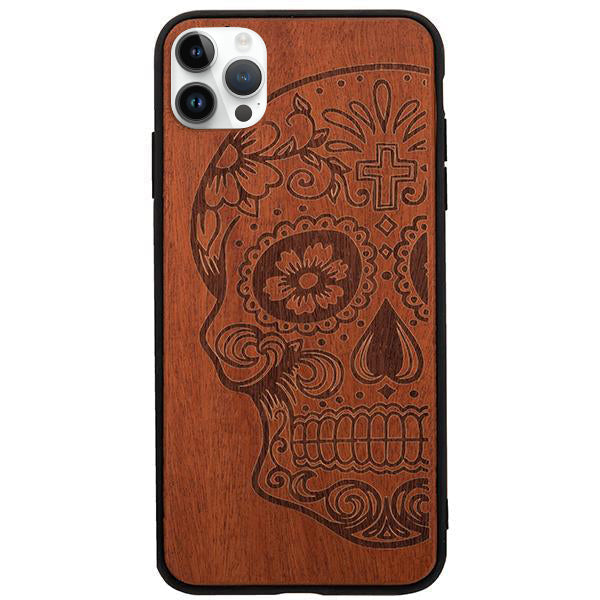 Skull Real Wood Iphone 14 Pro Max