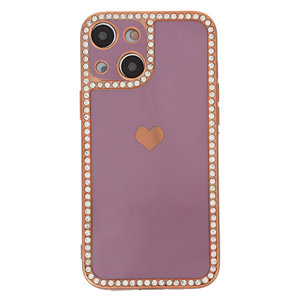 Bling Border Heart Tpu Skin Purple Case Iphone 14