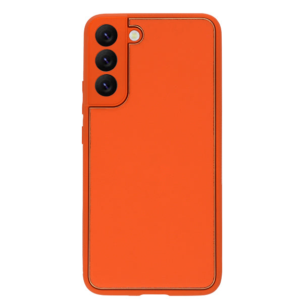 Leather Style Orange Gold Case Samsung S22