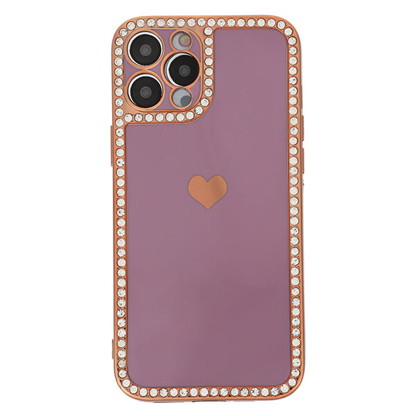 Bling Border Heart Tpu Skin Purple Case Iphone 13 Pro Max