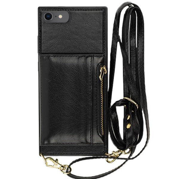 Crossbody Card Holder Black Case Iphone 7/8 SE 2020