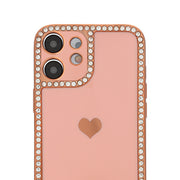 Bling Border Heart Tpu Skin Light Pink Case Iphone 11