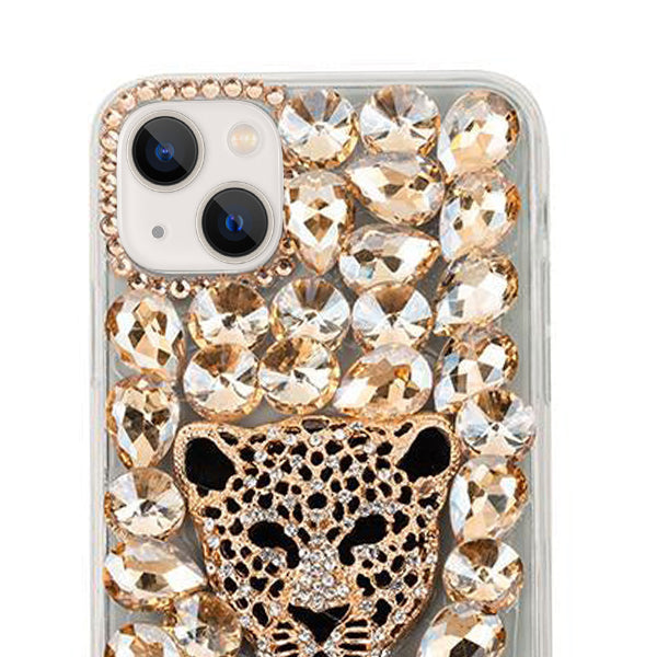 Handmade Cheetah Bling Gold Case IPhone 13