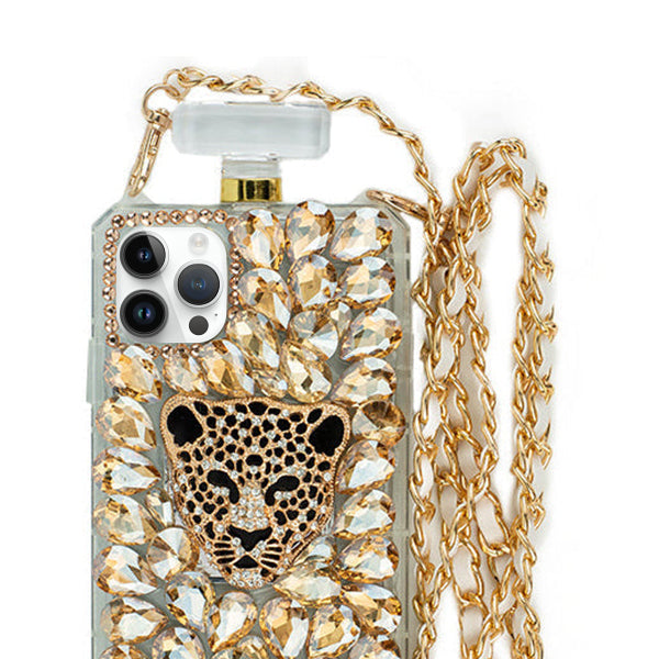 Handmade Cheetah Gold Bling Bottle Iphone 14 Pro Max