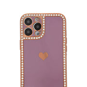 Bling Border Heart Tpu Skin Purple Case Iphone 14 Pro
