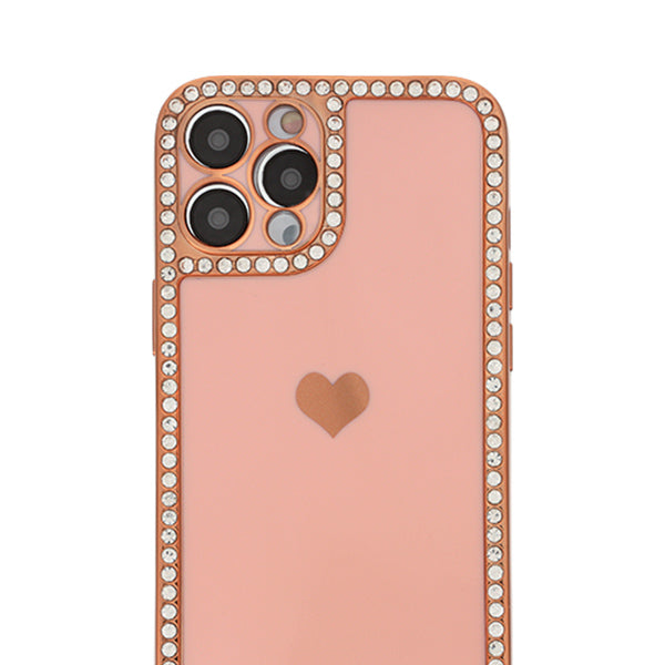 Bling Border Heart Tpu Skin Light Pink Case Iphone 13 Pro Max